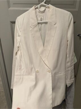 H&M White Double Button Blazer